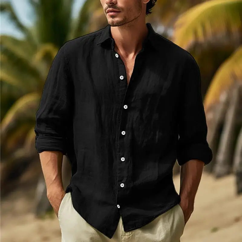 Elegant Men's Linen Shirt with Collar