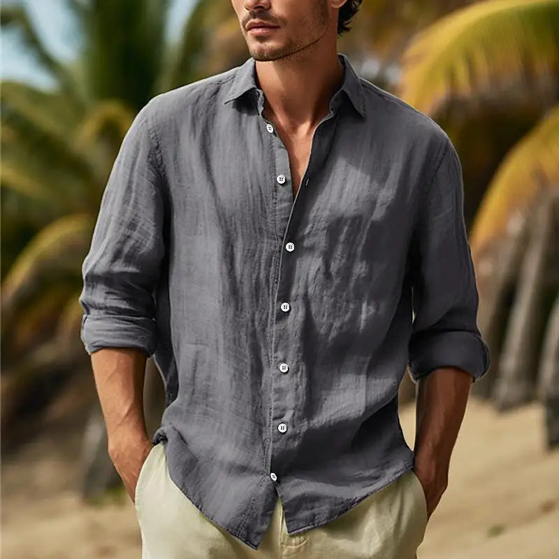Elegant Men's Linen Shirt with Collar