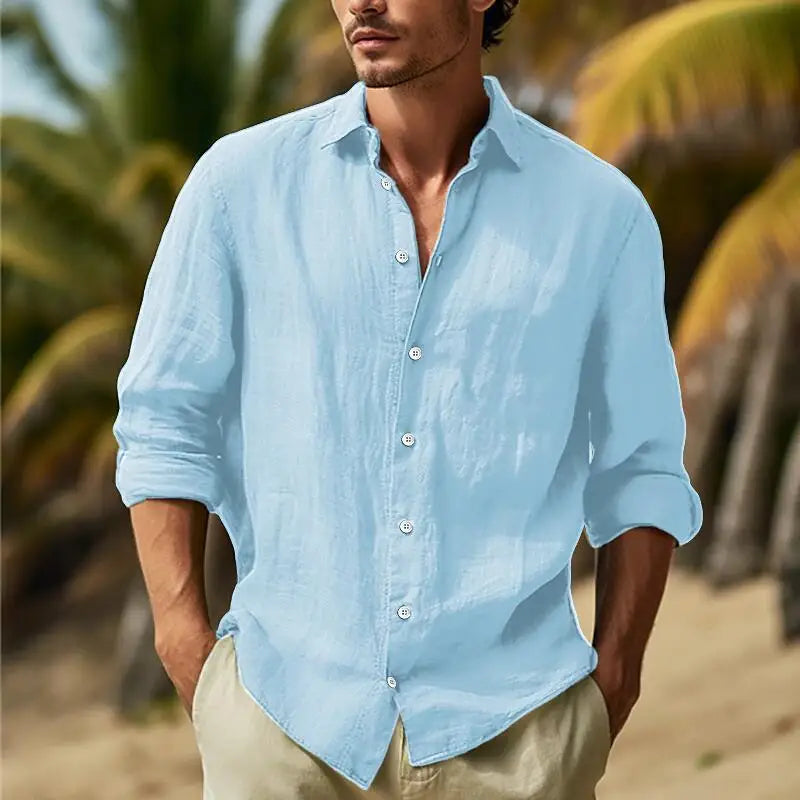 Elegant Men's Linen Shirt with Collar