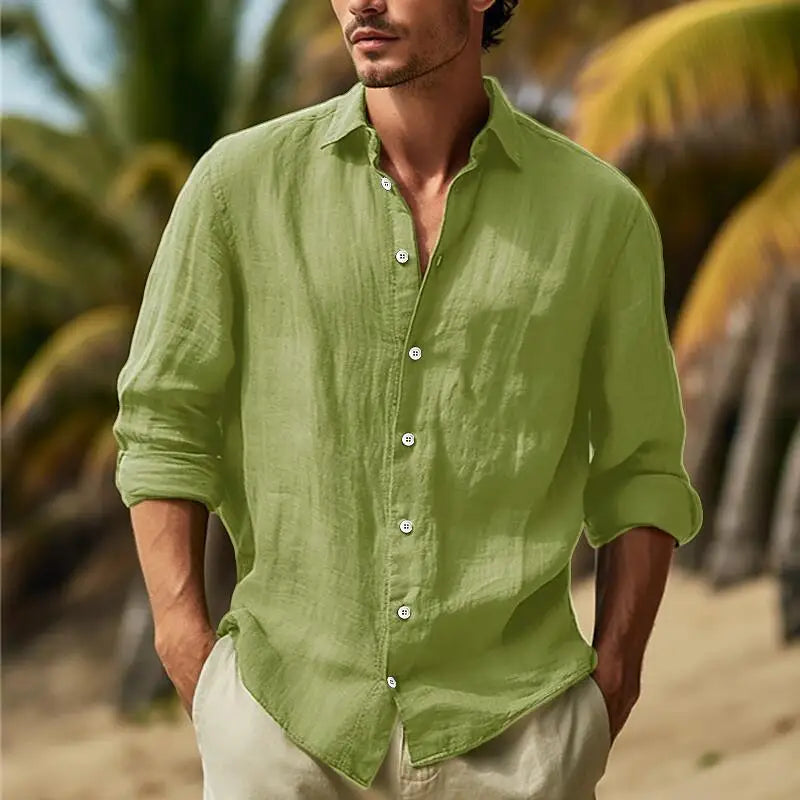 Elegant Men's Linen Shirt with Collar