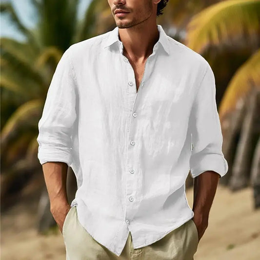 Elegant Men's Linen Shirt with Collar