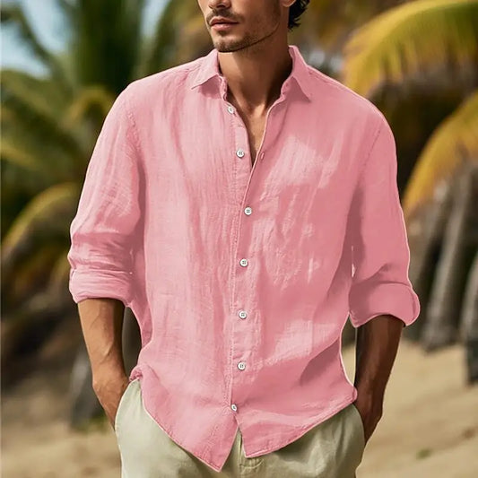 Elegant Men's Linen Shirt with Collar